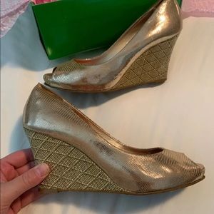Size 10 Gold Resort Chic Wedge Lilly Pulitzer